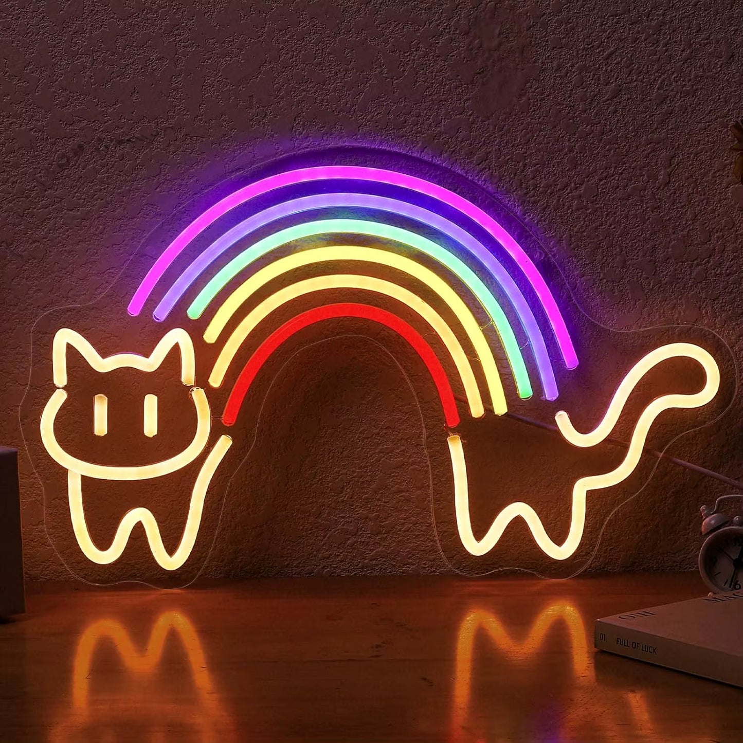 Rainbow cat neon sign USB powered LED wall decor