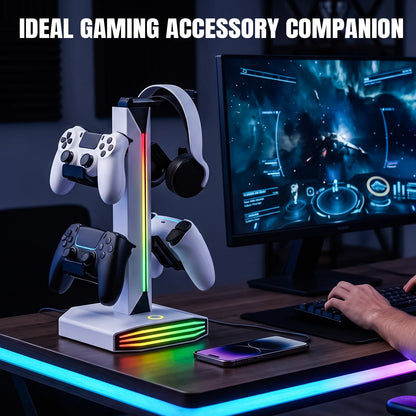 RGB lit controller stand with a headphone rest, view 6