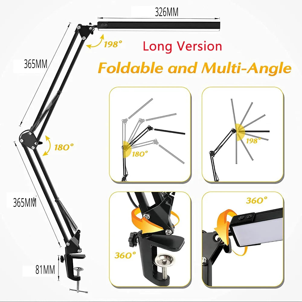 Clamp desk lamp with swing arm and 10W LED, view 5