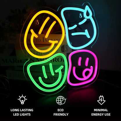 CE certified smiley neon light kids room decor
