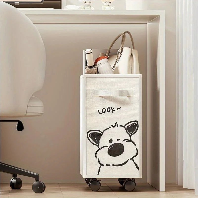 Wheeled under desk storage cart in white or black, view 8