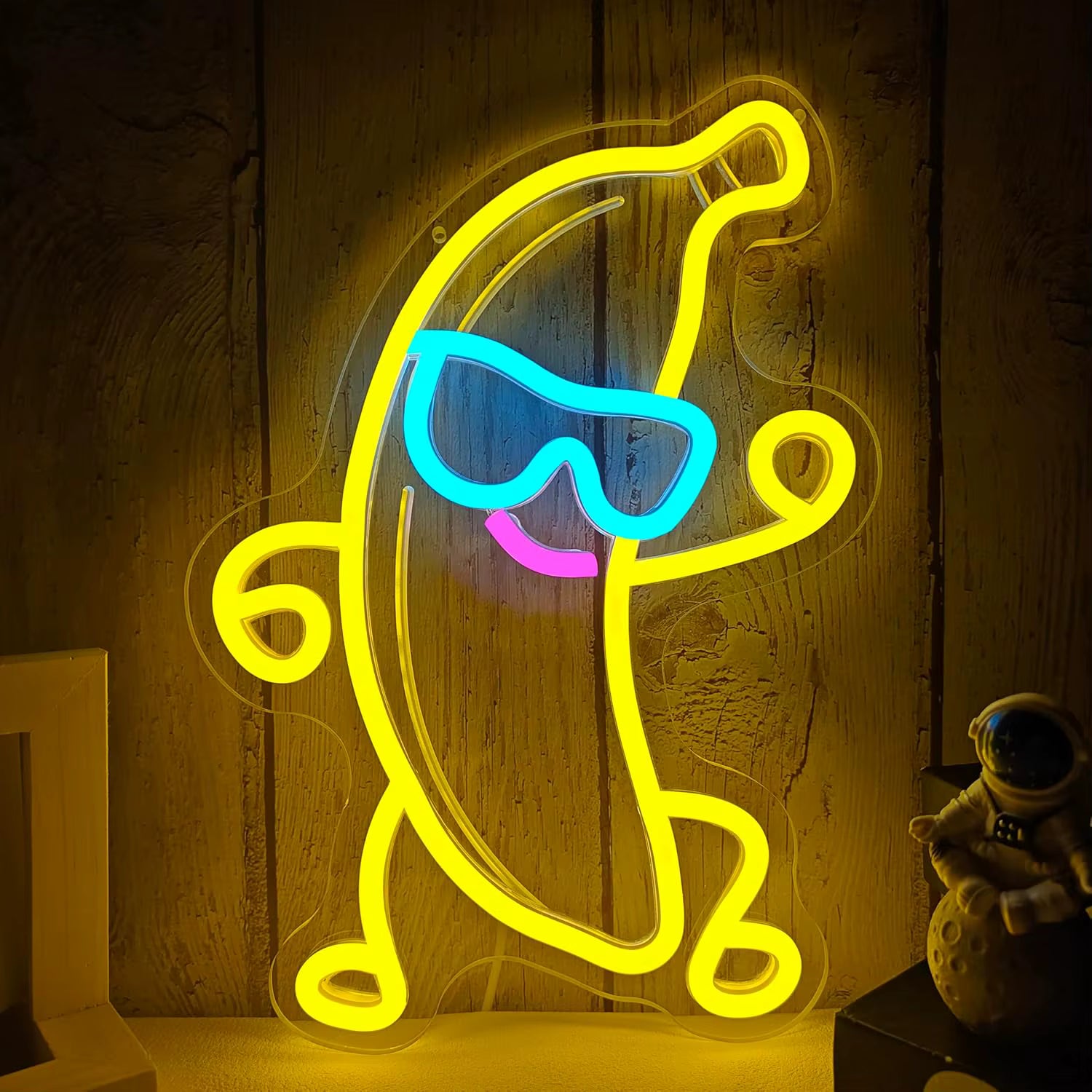 Funny fruit neon light glowing in gaming room