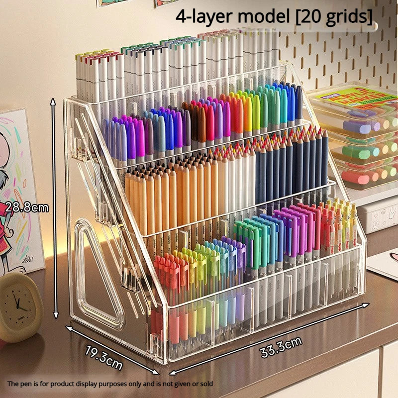 Tiered acrylic pencil holder and marker organiser rack, view 6