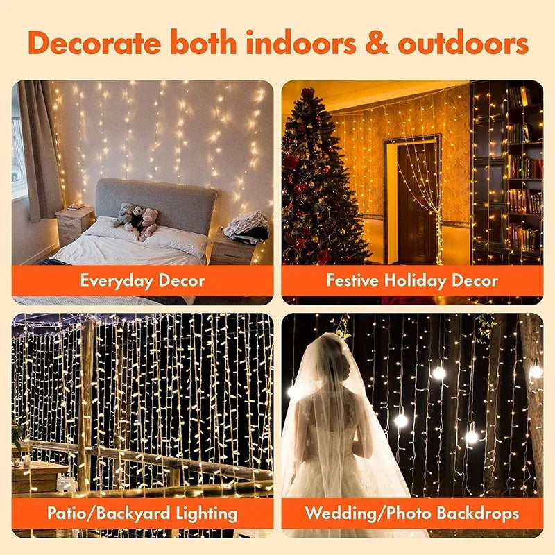 Fairy curtain lights window display decoration