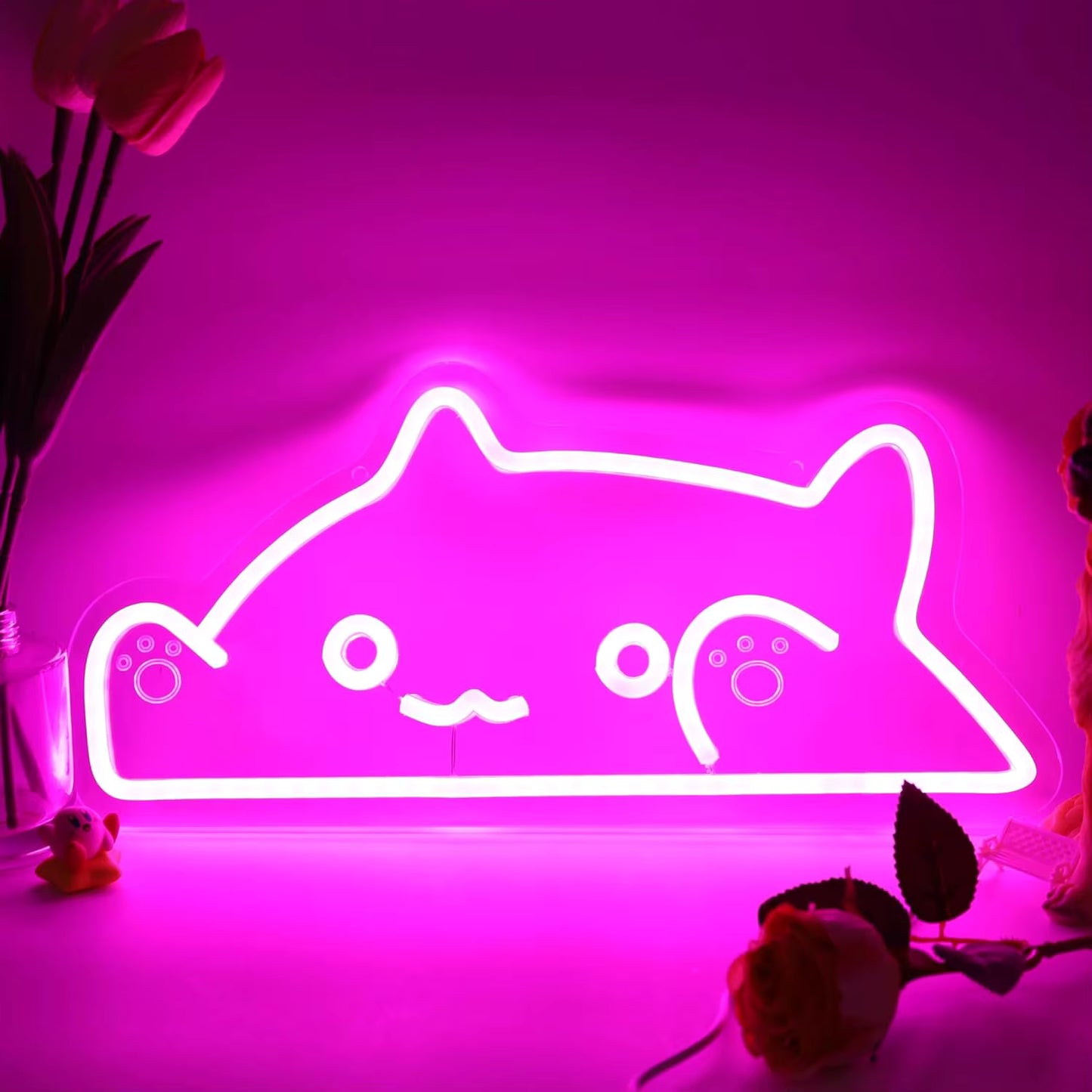 Bongo cat neon sign handcrafted LED meme light
