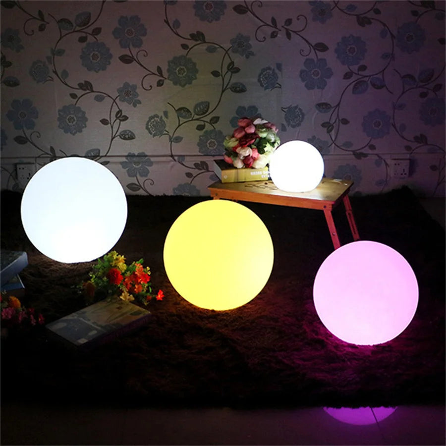 Glow ball light sizes 12cm to 25cm comparison