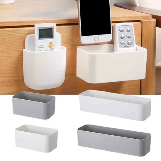Adhesive wall mounted storage box in grey or white