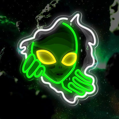 Sci-fi alien neon light glowing in gaming room