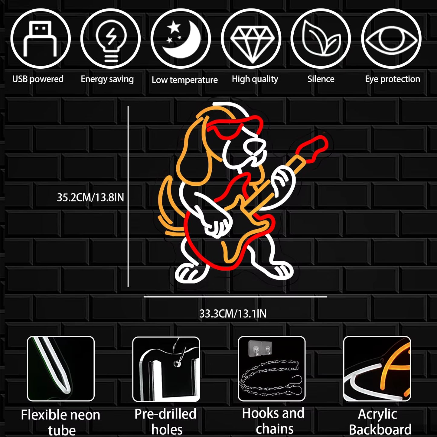 Music themed dog neon sign for dog lovers