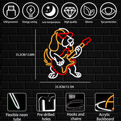 Music themed dog neon sign for dog lovers