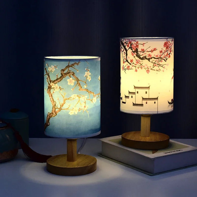 Modern LED square bedside lamp in white frame with warm light
