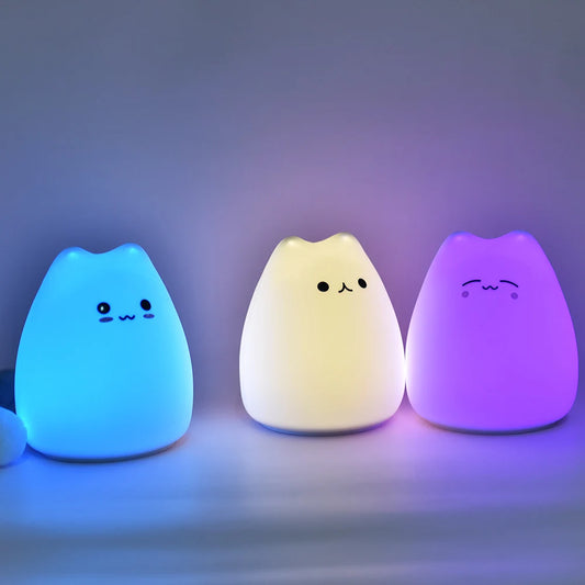 Cat night light for kids silicone touch LED