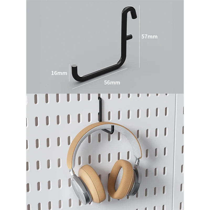 Black gaming pegboard wall organiser with holders, view 50