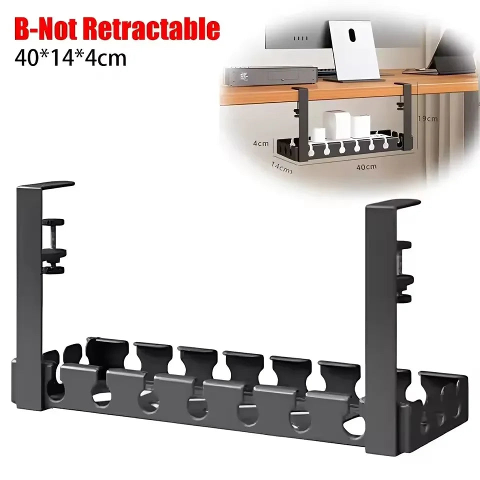 Tidy desk with cables hidden in the retractable tray