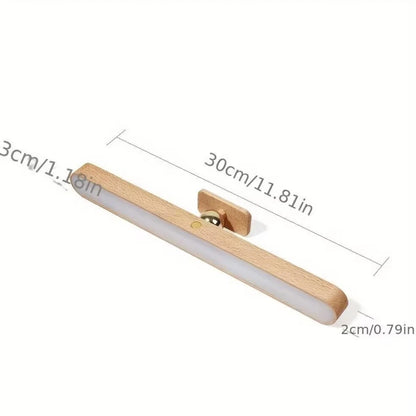 Wooden LED mirror light with touch switch control, adjustable for reading light and night light modes