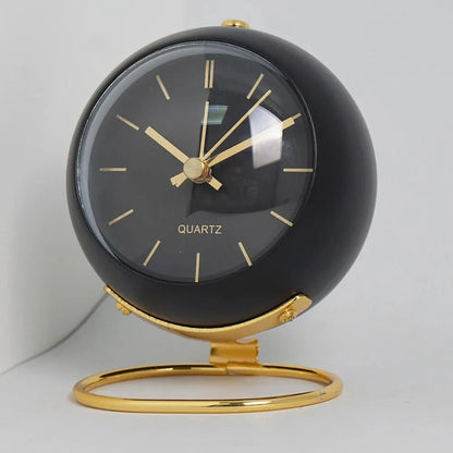 Small metal desk alarm clock with luminous hands, view 5