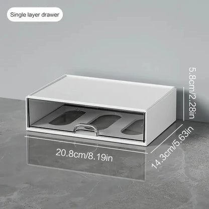 Plastic pen holder with drawers, desktop stationery organiser, view 7