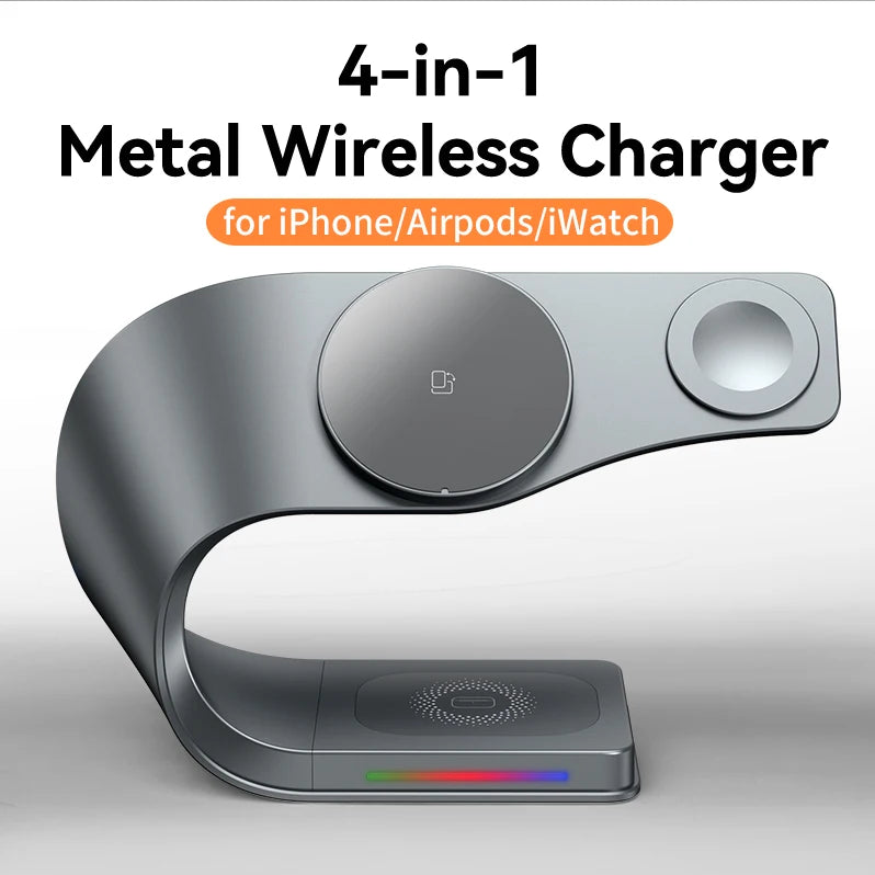 Metal bodied 4 in 1 magnetic wireless charger, view 8