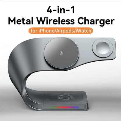 Metal bodied 4 in 1 magnetic wireless charger, view 8