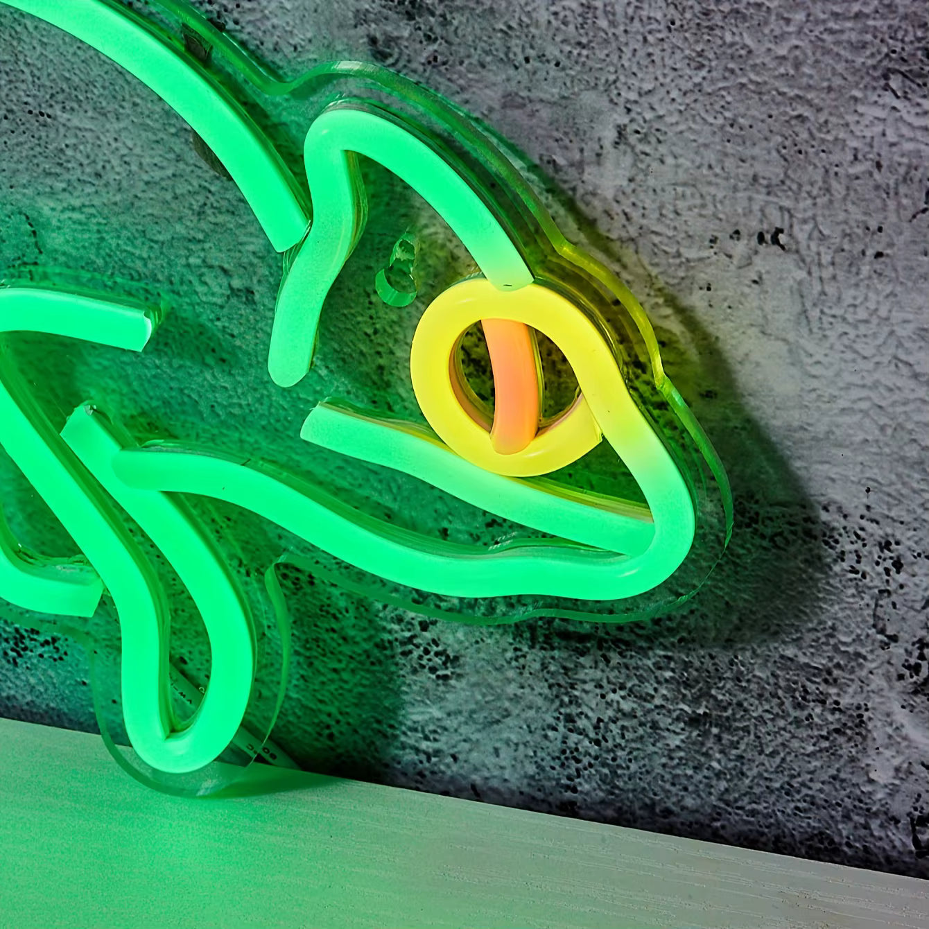 Reptile neon light glowing in bar decor