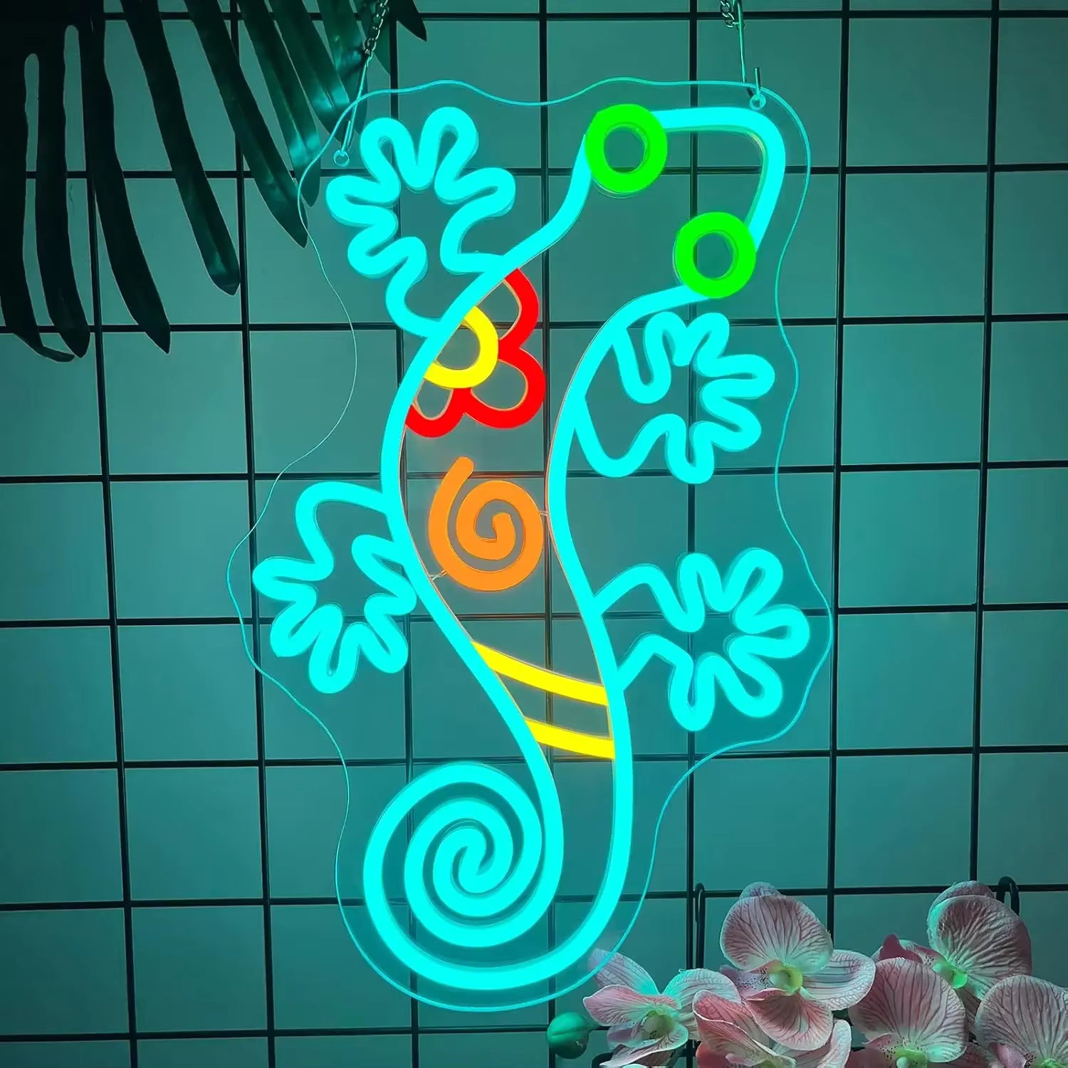 Adjustable brightness gecko LED sign gaming room