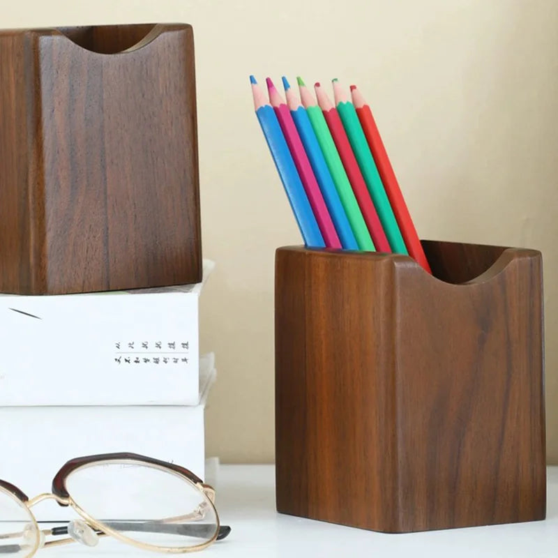 Solid walnut pen holder, view 3