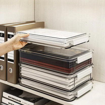Clear A4 document box for paper storage, view 2