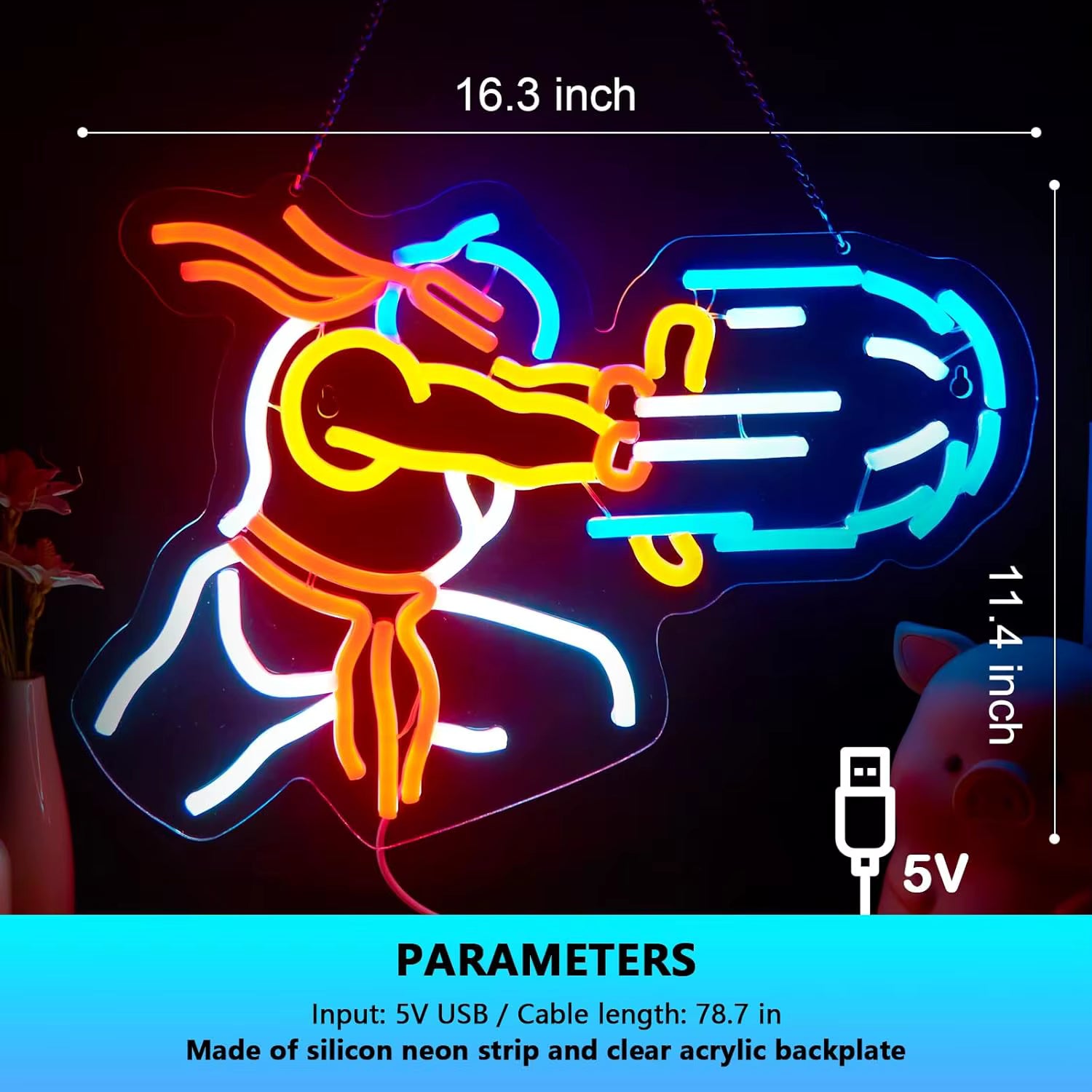 Dimmable LED neon sign for man cave and gaming setup