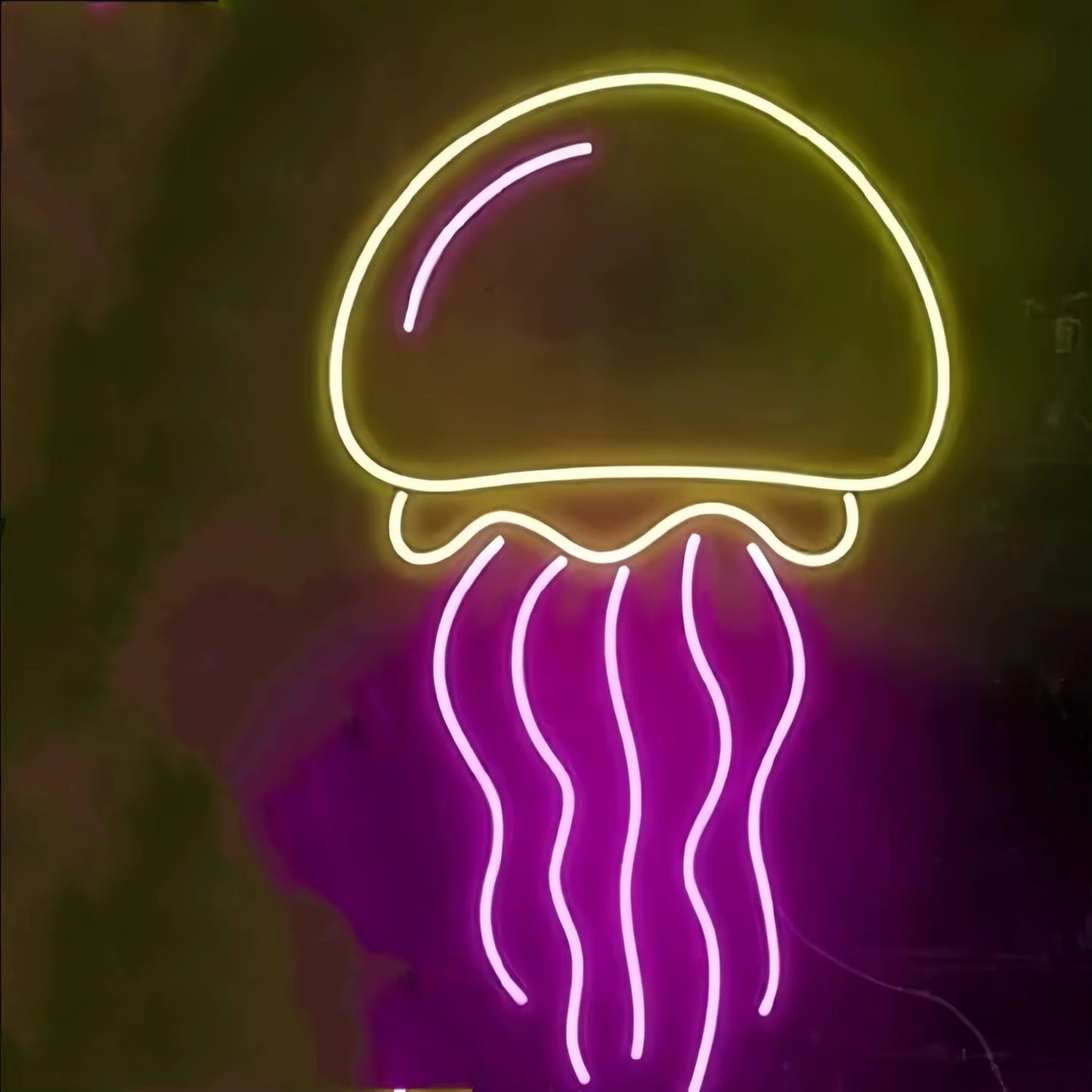 Jellyfish neon light installation wall mount