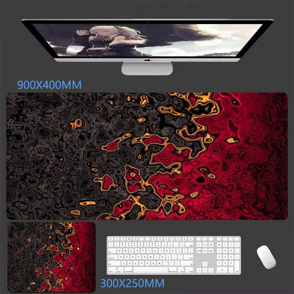 Black XXL desk mat with a wave print, view 7