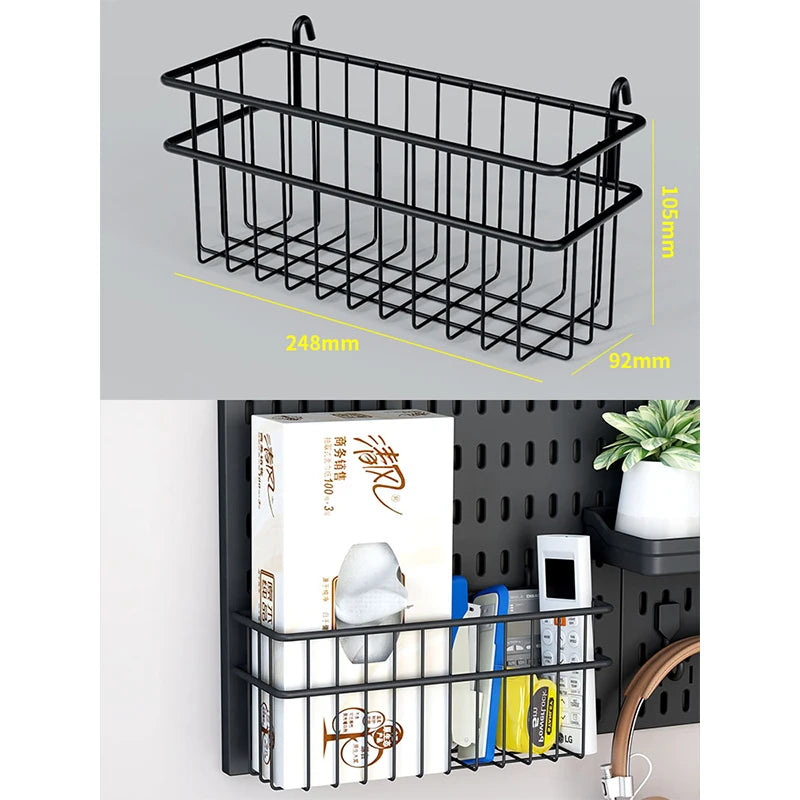 Black gaming pegboard wall organiser with holders, view 55