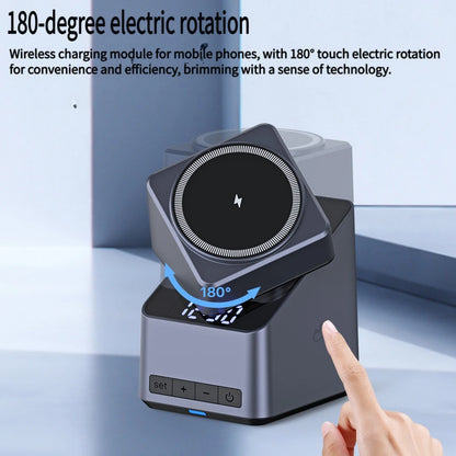 Magnetic 4 in 1 wireless charger with a digital clock, view 5