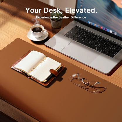 PU leather desk mat with stitched edges, view 3