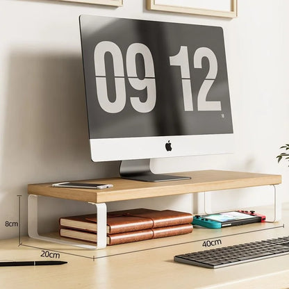 Monitor riser with storage, iron frame and wooden top, view 9