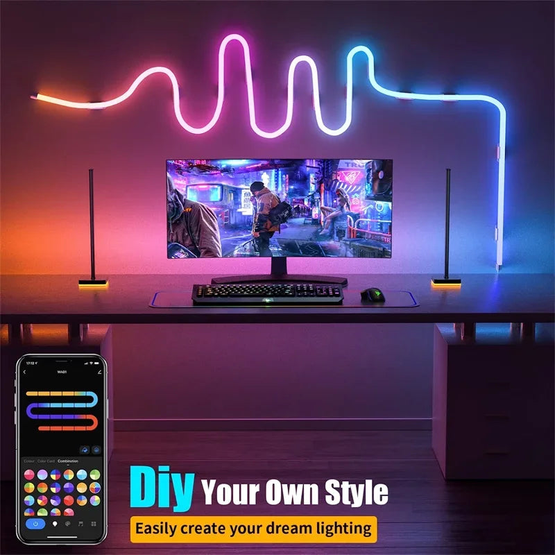 RGBIC neon rope light showing chasing rainbow colours