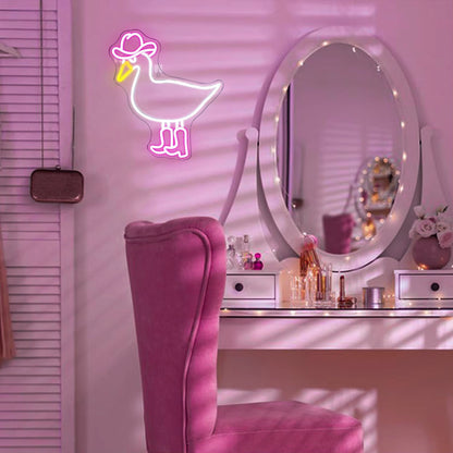 Cowboy duck LED neon light bedroom art
