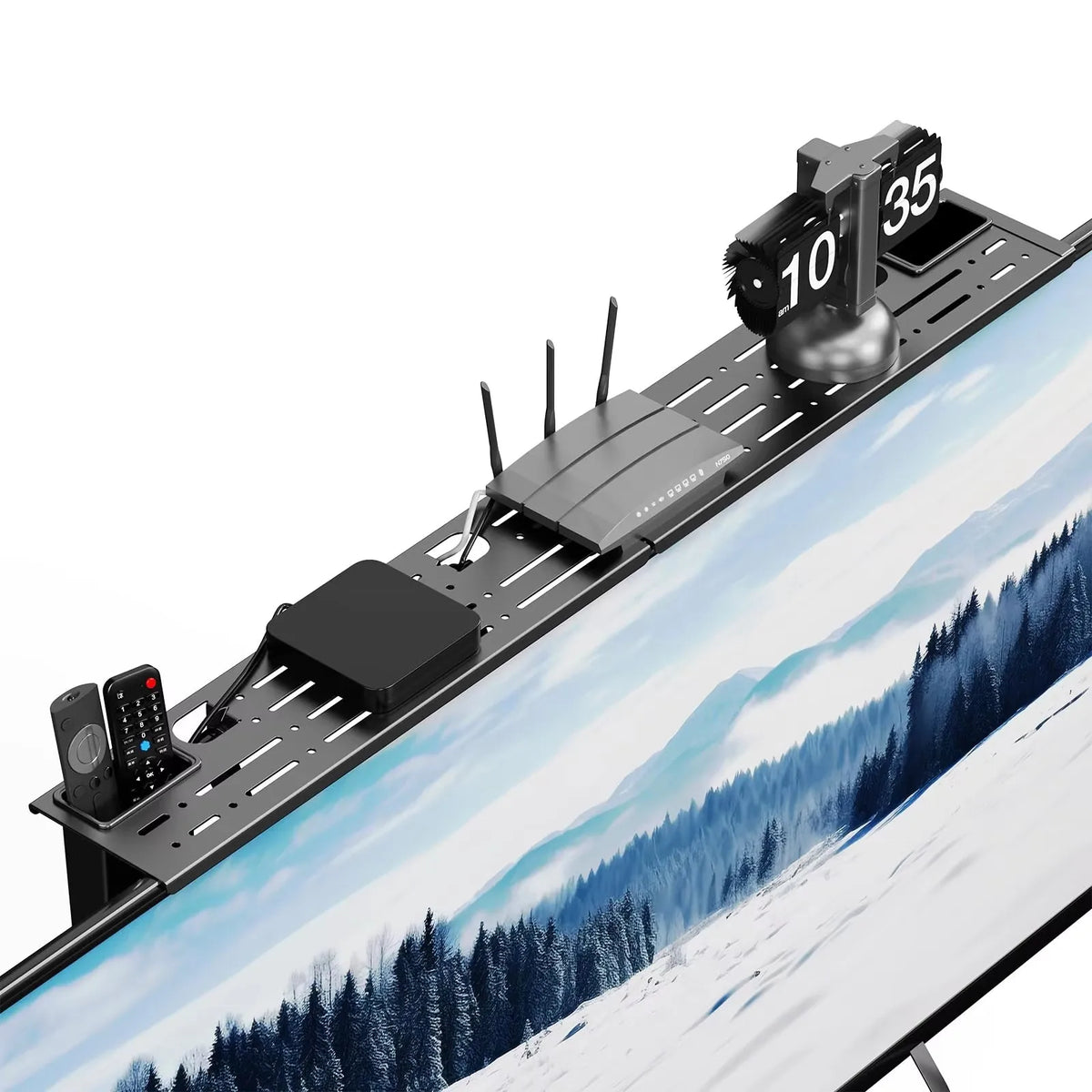Black steel monitor top shelf