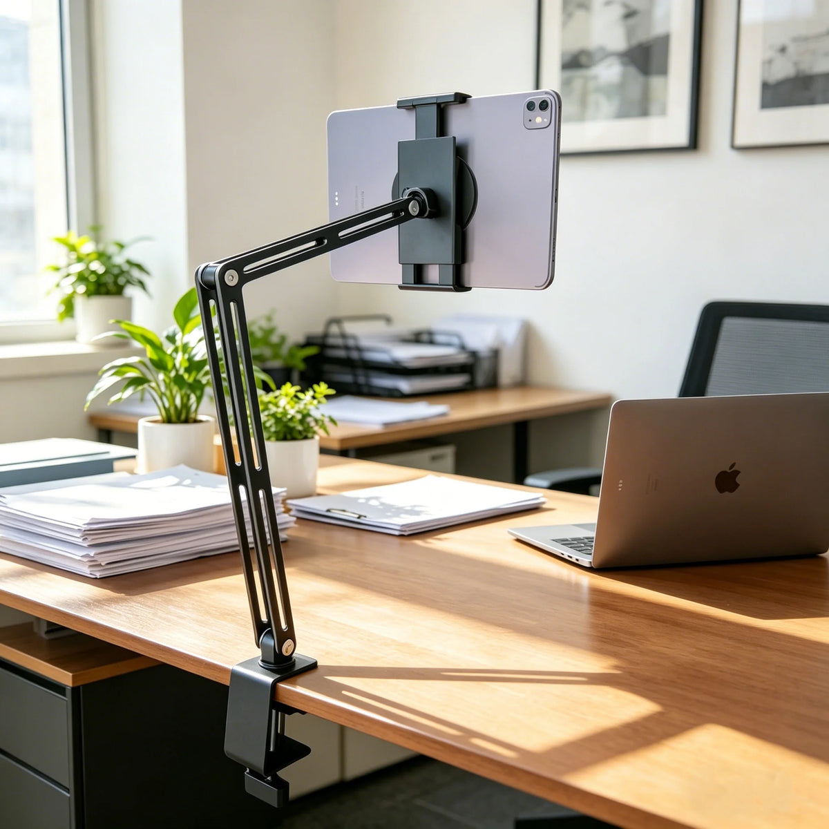 Aluminium tablet desk mount with rotating clamp arm, view 6
