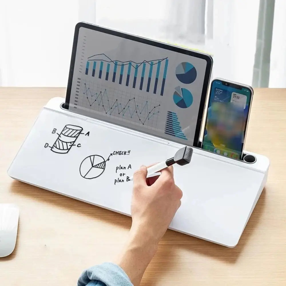 Black glass desk planner on a home office desk