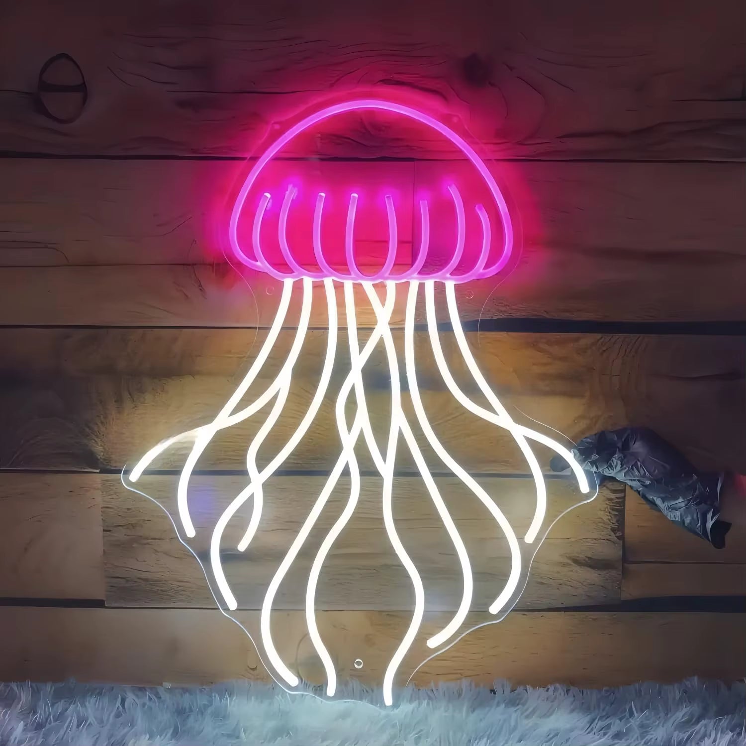 Ocean neon light glowing in bedroom wall decor
