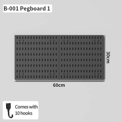 Wall pegboard with hooks, baskets and accessories, view 35