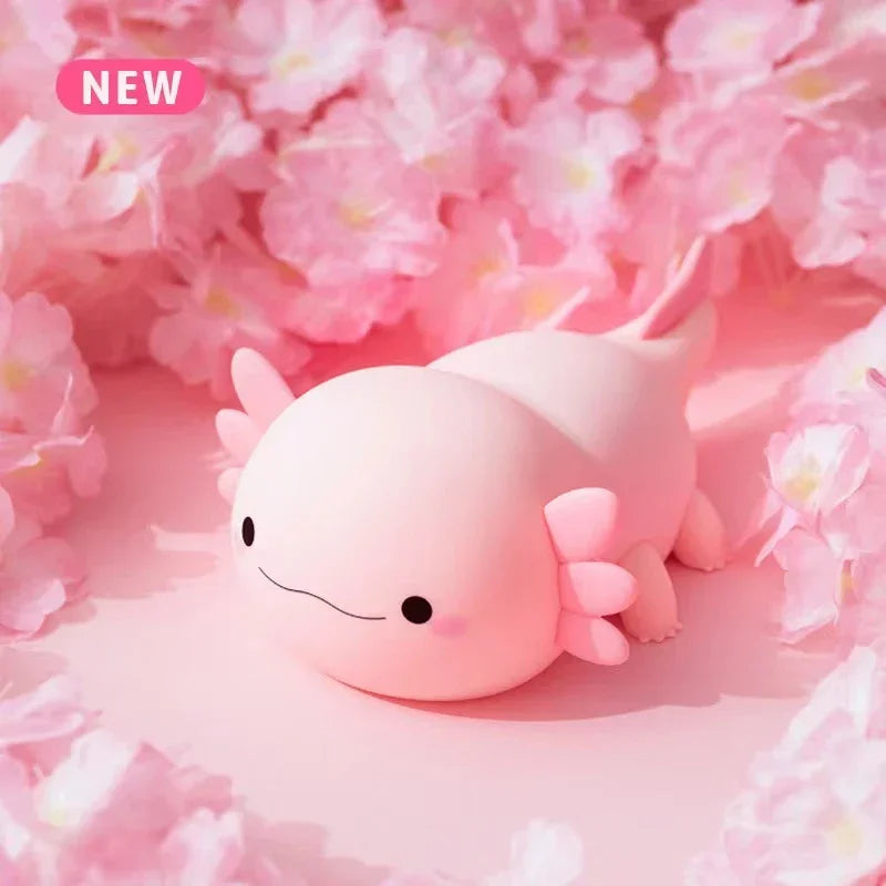 Axolotl night light nursery lamp with USB cable, eye-friendly flicker-free LED for babies and kids