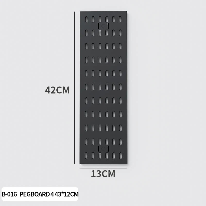 Black gaming pegboard wall organiser with holders, view 23