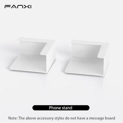 Close up of magnets holding notes to the metal panel