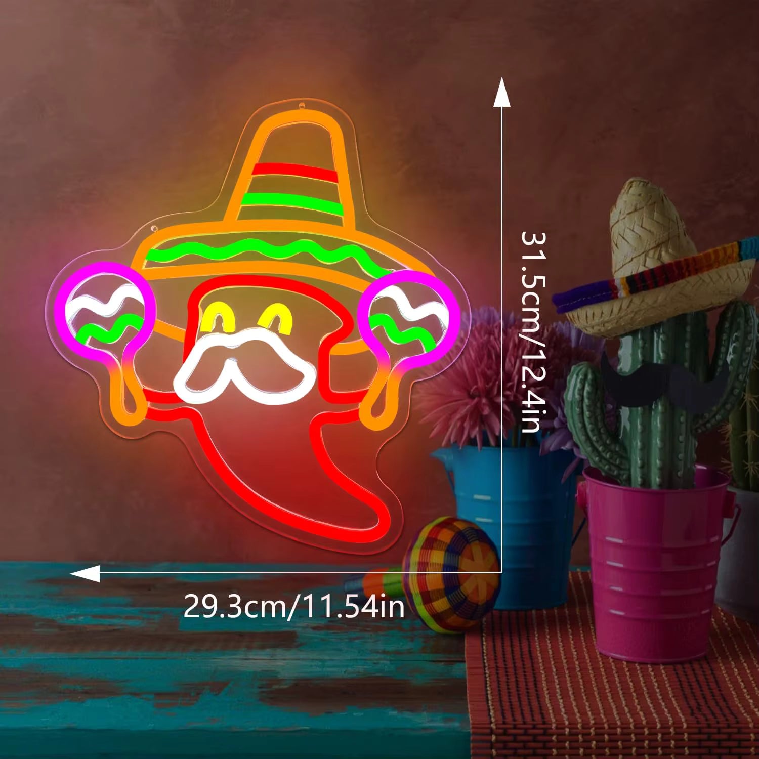 Dimmable Mexican neon sign for taco party decor