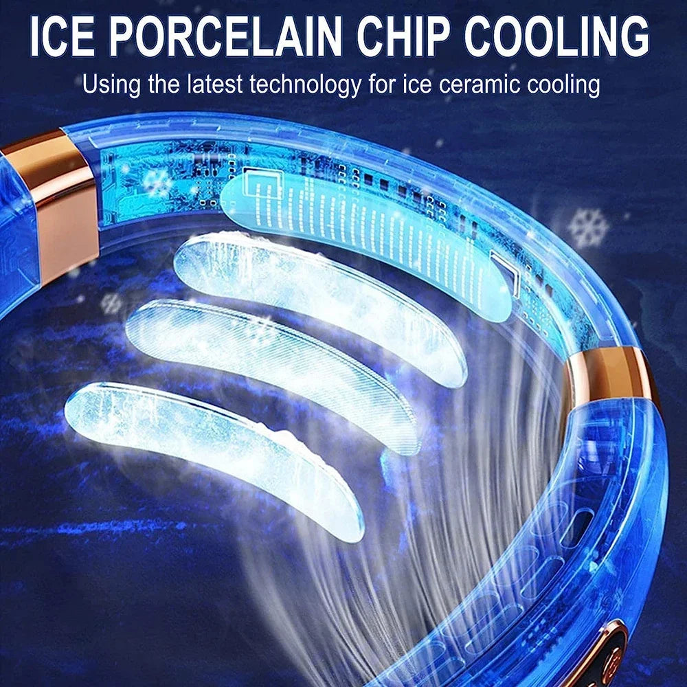 Bladeless Neck Fan Rechargeable, Portable Hands-Free USB Neck Fan with LED Digital Display, 5 Speed Settings, Colourful Atmosphere Light, Quiet Wearable Personal Fan for Home, Office, Outdoor and Travel