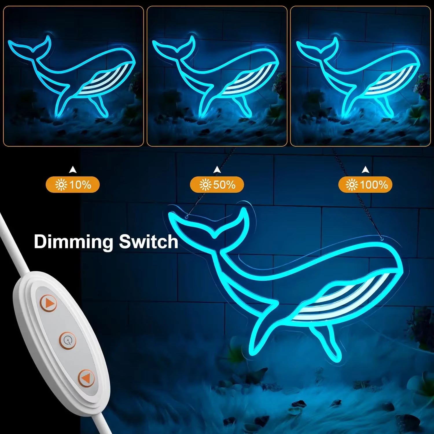 Whale LED neon light hotel wall decor