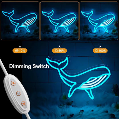 Whale LED neon light hotel wall decor