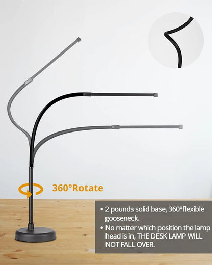 Weighted solid base LED desk lamp stability