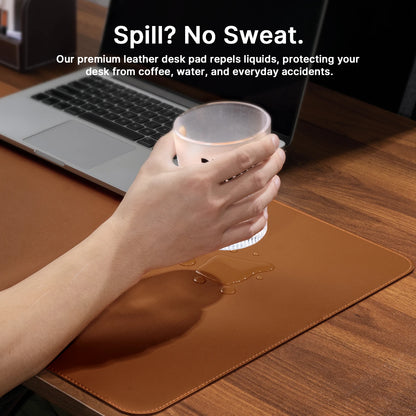 PU leather desk mat with stitched edges, view 4
